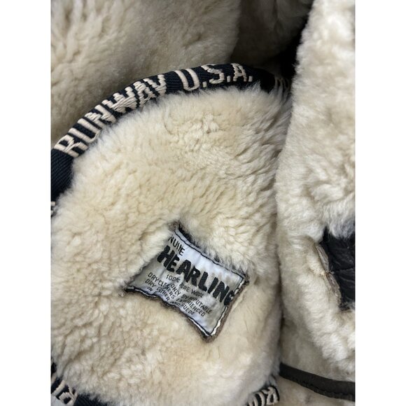 VTG Runway XL Gen. Shearling Leather Jacket Pure Wool Lining Aviator Bomber Coat - Picture 11 of 16